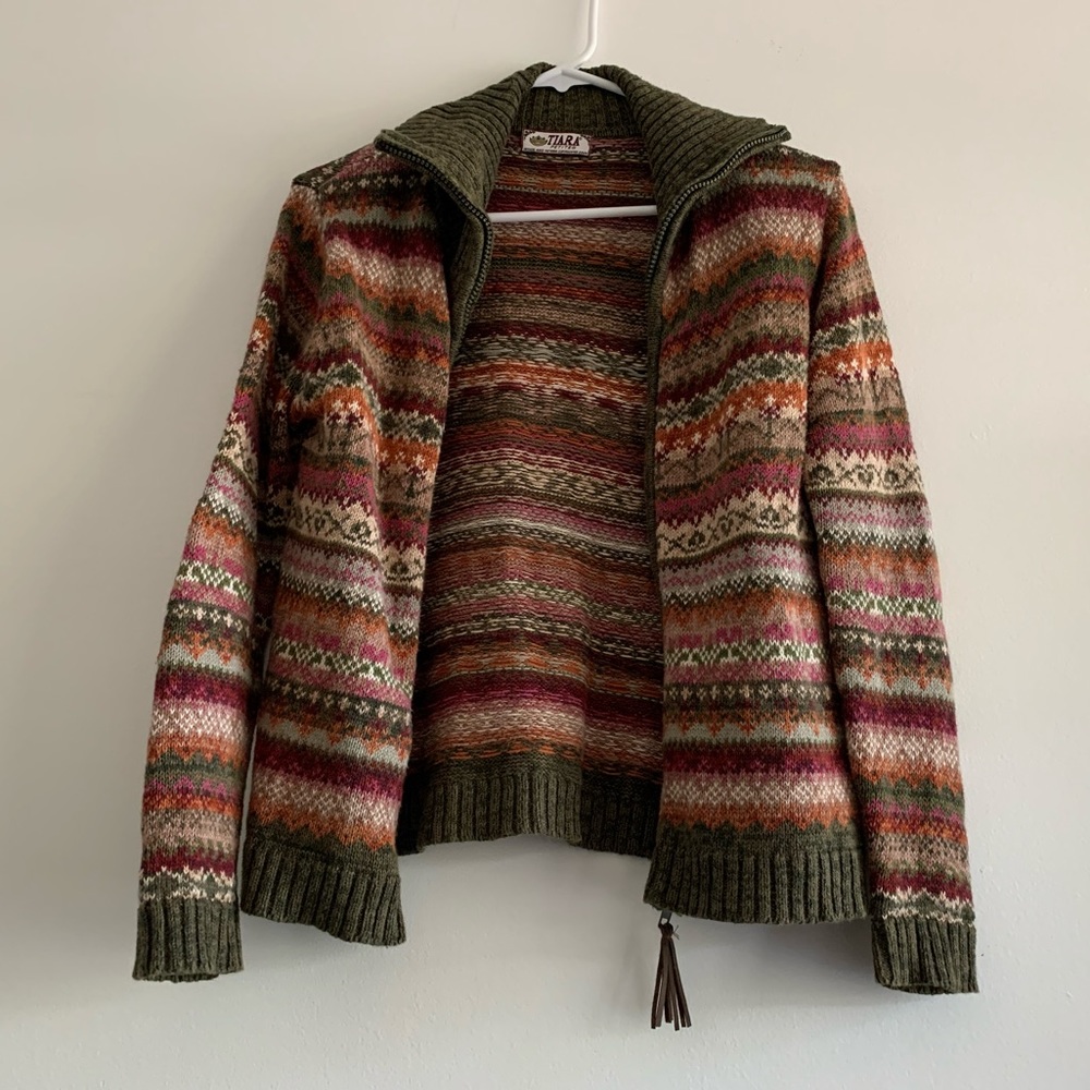 Knitted sweater zip up